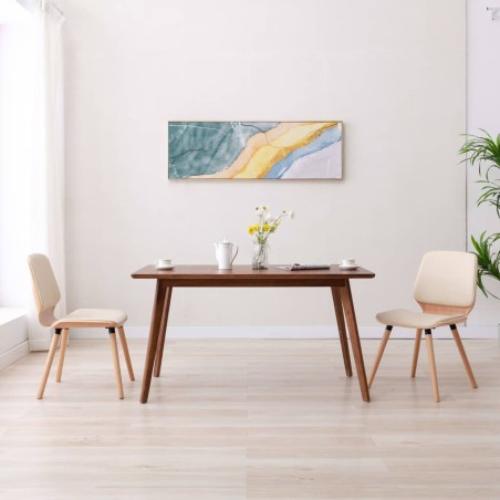 vidaXL Sillas de comedor 2 unidades cuero sintético color crema