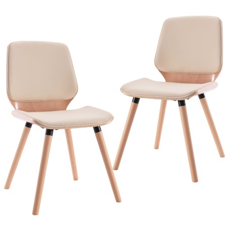 vidaXL Sillas de comedor 2 unidades cuero sintético color crema