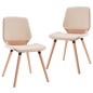 vidaXL Sillas de comedor 2 unidades cuero sintético color crema