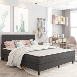 vidaXL Cabecero copetudo de tela gris oscuro 160x200 cm 