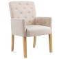 vidaXL Silla de comedor con reposabrazos de tela beige vidaXL Silla de comedor con reposabrazos de tela beige
