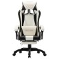 vidaXL Silla gaming con reposapiés cuero sintético negro y blanco