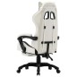vidaXL Silla gaming con reposapiés cuero sintético negro y blanco