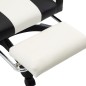 vidaXL Silla gaming con reposapiés cuero sintético negro y blanco
