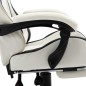 vidaXL Silla gaming con reposapiés cuero sintético negro y blanco