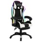 vidaXL Silla gaming con luces LED RGB cuero sintético blanco y negro vidaXL Silla gaming con luces LED RGB cuero sintético blanco y negro
