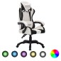 vidaXL Silla gaming con luces LED RGB cuero sintético blanco y negro vidaXL Silla gaming con luces LED RGB cuero sintético blanco y negro