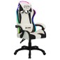vidaXL Silla gaming con luces LED RGB cuero sintético blanco y negro vidaXL Silla gaming con luces LED RGB cuero sintético blanco y negro