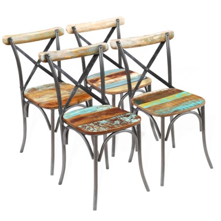 vidaXL Sillas de comedor 4 unidades madera maciza reciclada 