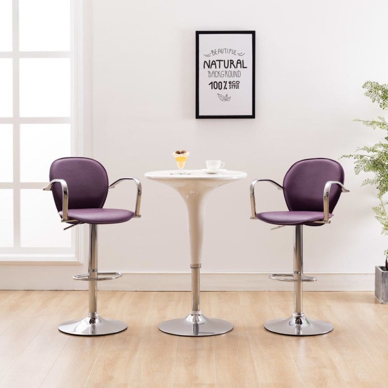 vidaXL Taburetes cocina con reposabrazos 2 uds cuero sintético morado vidaXL Taburetes cocina con reposabrazos 2 uds cuero sintético morado