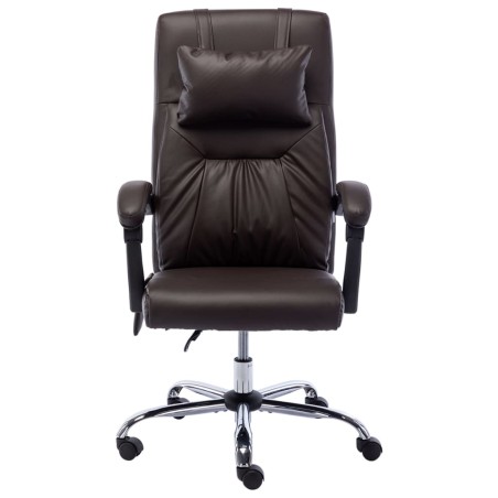 vidaXL Silla de oficina de masaje de cuero sintético marrón