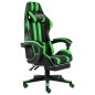 vidaXL Silla gaming con reposapiés cuero sintético negro y verde vidaXL Silla gaming con reposapiés cuero sintético negro y verde