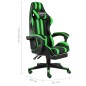 vidaXL Silla gaming con reposapiés cuero sintético negro y verde vidaXL Silla gaming con reposapiés cuero sintético negro y verde