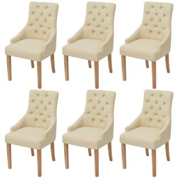 vidaXL Sillas de comedor 6 unidades tela color crema 