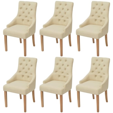 vidaXL Sillas de comedor 6 unidades tela color crema 