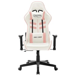 vidaXL Silla de gaming de cuero sintético blanco y rosa