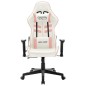 vidaXL Silla de gaming de cuero sintético blanco y rosa vidaXL Silla de gaming de cuero sintético blanco y rosa