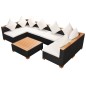 vidaXL Muebles de jardín y cojines 7 piezas ratán sintético negro vidaXL Muebles de jardín y cojines 7 piezas ratán sintético negro
