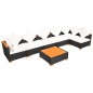 vidaXL Muebles de jardín y cojines 7 piezas ratán sintético negro vidaXL Muebles de jardín y cojines 7 piezas ratán sintético negro