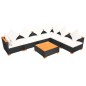 vidaXL Muebles de jardín y cojines 7 piezas ratán sintético negro vidaXL Muebles de jardín y cojines 7 piezas ratán sintético negro