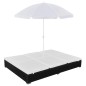 vidaXL Tumbona cama con sombrilla ratán sintético negra vidaXL Tumbona cama con sombrilla ratán sintético negra