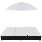 vidaXL Tumbona cama con sombrilla ratán sintético negra vidaXL Tumbona cama con sombrilla ratán sintético negra