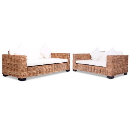 vidaXL Conjunto de sofás 15 piezas ratán natural