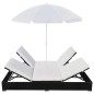 vidaXL Tumbona cama con sombrilla ratán sintético negra vidaXL Tumbona cama con sombrilla ratán sintético negra