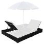 vidaXL Tumbona cama con sombrilla ratán sintético negra vidaXL Tumbona cama con sombrilla ratán sintético negra