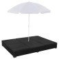 vidaXL Tumbona cama con sombrilla ratán sintético negra vidaXL Tumbona cama con sombrilla ratán sintético negra