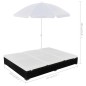 vidaXL Tumbona cama con sombrilla ratán sintético negra vidaXL Tumbona cama con sombrilla ratán sintético negra