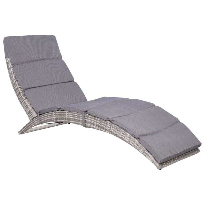 vidaXL Tumbona con cojín ratán sintético gris vidaXL Tumbona con cojín ratán sintético gris