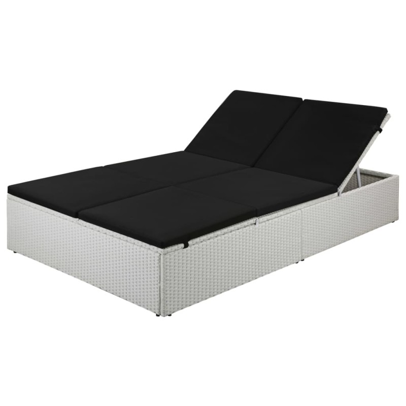 vidaXL Tumbona con cojín ratán sintético negro vidaXL Tumbona con cojín ratán sintético negro