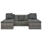 vidaXL Set de muebles de jardín 4 pzas y cojines ratán sintético gris vidaXL Set de muebles de jardín 4 pzas y cojines ratán sintético gris