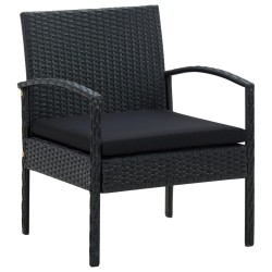 vidaXL Sillón de jardín con cojín ratán sintético negro