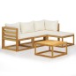 vidaXL Juego muebles de jardín y cojines 5 piezas madera maciza acacia vidaXL Juego muebles de jardín y cojines 5 piezas madera maciza acacia
