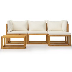 vidaXL Juego muebles de jardín y cojines 5 piezas madera maciza acacia