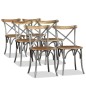 vidaXL Sillas de comedor 6 uds madera de mango respaldo acero cruzado vidaXL Sillas de comedor 6 uds madera de mango respaldo acero cruzado