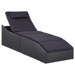vidaXL Tumbona con cojín ratán sintético negro