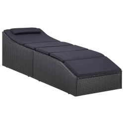vidaXL Tumbona con cojín ratán sintético negro