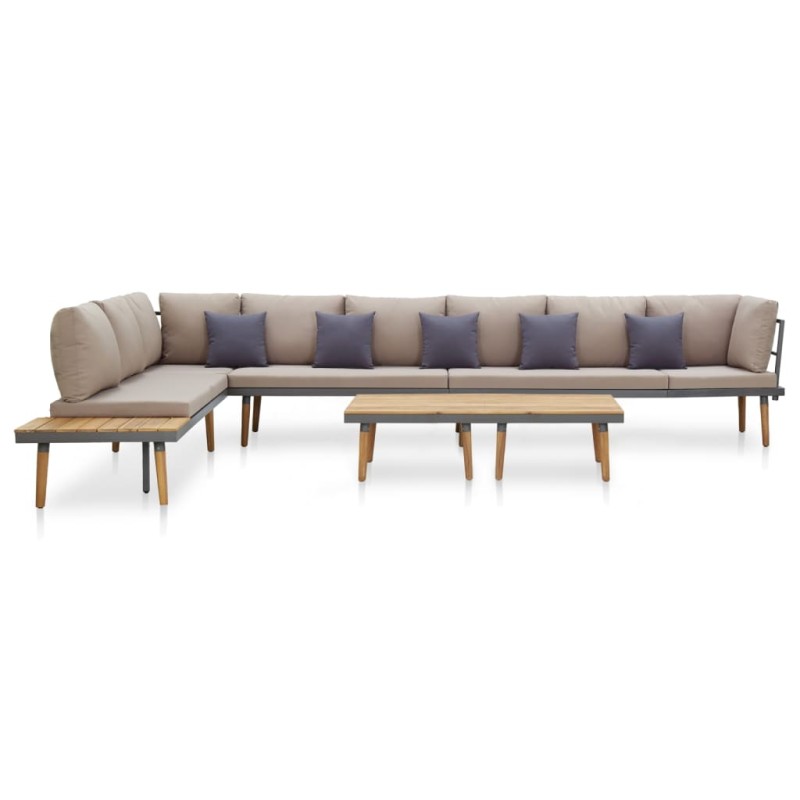 vidaXL Juego muebles de jardín 8 plazas y cojines madera acacia maciza vidaXL Juego muebles de jardín 8 plazas y cojines madera acacia maciza