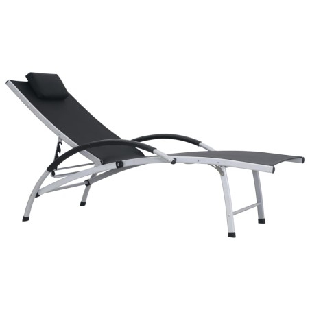 vidaXL Tumbona de aluminio y textileno negra