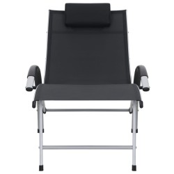 vidaXL Tumbona de aluminio y textileno negra