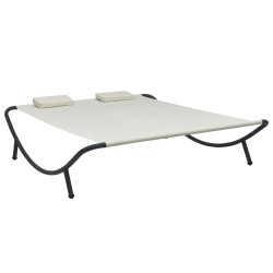 vidaXL Tumbona doble de exterior de tela color crema