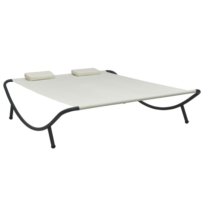 vidaXL Tumbona doble de exterior de tela color crema vidaXL Tumbona doble de exterior de tela color crema