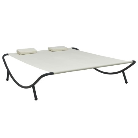 vidaXL Tumbona doble de exterior de tela color crema