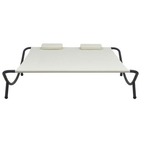 vidaXL Tumbona doble de exterior de tela color crema