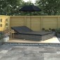 vidaXL Tumbona doble de jardín con sombrilla ratán sintético gris
