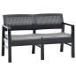 vidaXL Banco jardín 2 plazas y cojines plástico gris antracita 120 cm vidaXL Banco jardín 2 plazas y cojines plástico gris antracita 120 cm