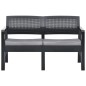 vidaXL Banco jardín 2 plazas y cojines plástico gris antracita 120 cm vidaXL Banco jardín 2 plazas y cojines plástico gris antracita 120 cm
